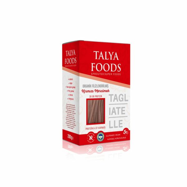 Talya Foods Organik Filizlendirilmiş Kırmızı Mercimek Tagliatelle 200 gr